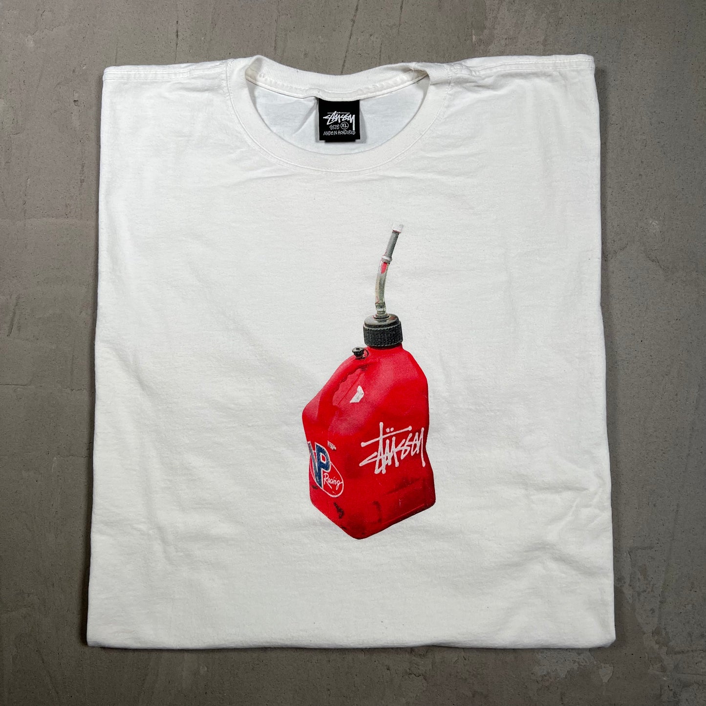 Stussy Gas Tank Fueled White Tee Size XL USED x17830