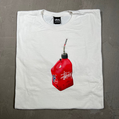 Stussy Gas Tank Fueled White Tee Size XL USED x17830