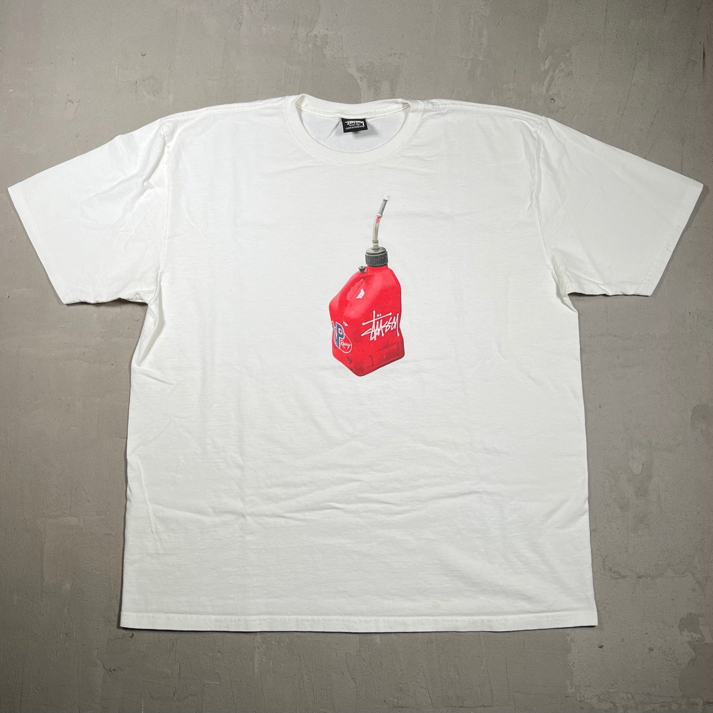 Stussy Gas Tank Fueled White Tee Size XL USED x17830
