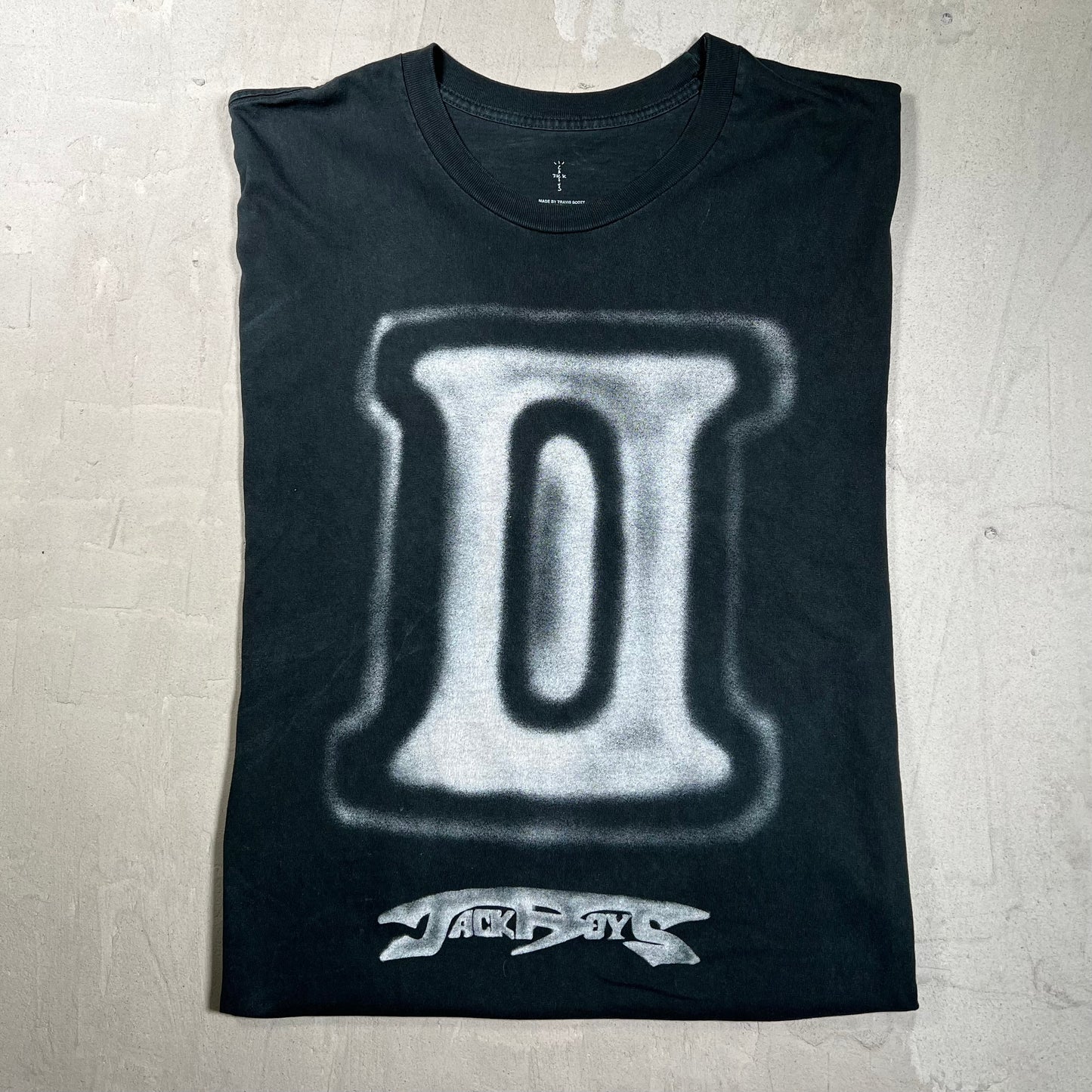 Travis Scott Jackboys 2 B2 Black Airbrush Black Tee Size XXL USED x18046