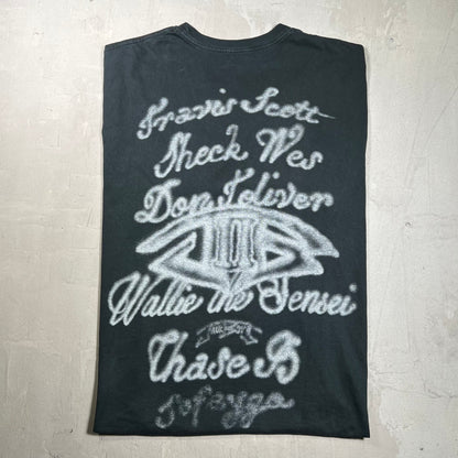 Travis Scott Jackboys 2 B2 Black Airbrush Black Tee Size XXL USED x18046