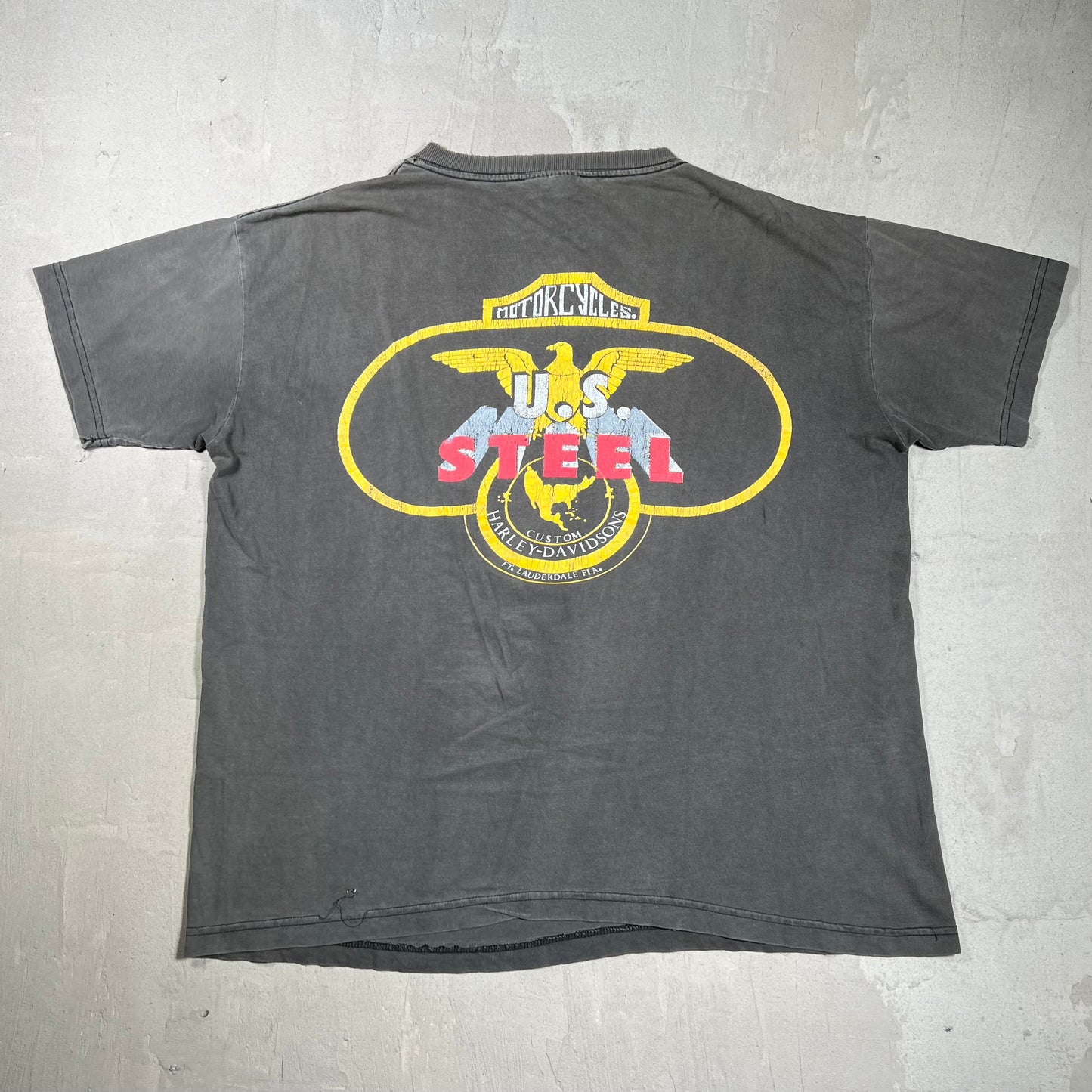 Y2K Harley Davidson "U.S. Steel" Black Tee Size XL USED v19857