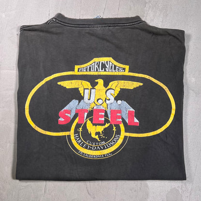 Y2K Harley Davidson "U.S. Steel" Black Tee Size XL USED v19857