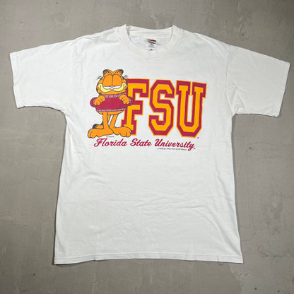 Y2K Garfield "Florida State" White Tee Size Large USED v19858