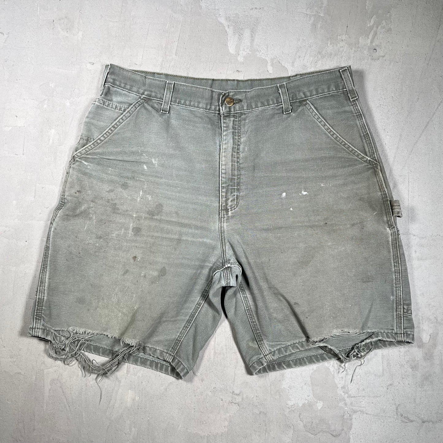 Y2K Carhartt Distressed Olive Shorts Size 36 USED v19859