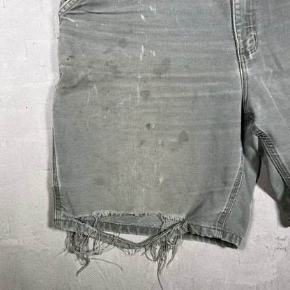 Y2K Carhartt Distressed Olive Shorts Size 36 USED v19859