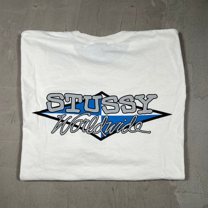 Stussy Worldwide White Tee Size XL USED x17777