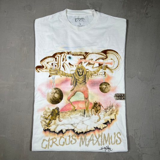 Travis Scott Utopia Circus Maximus White Tee Size Large USED x17811