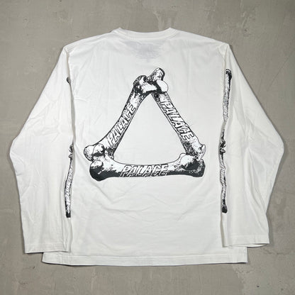 Palace Skateboards White Bones Longsleeve Size XL USED x17868