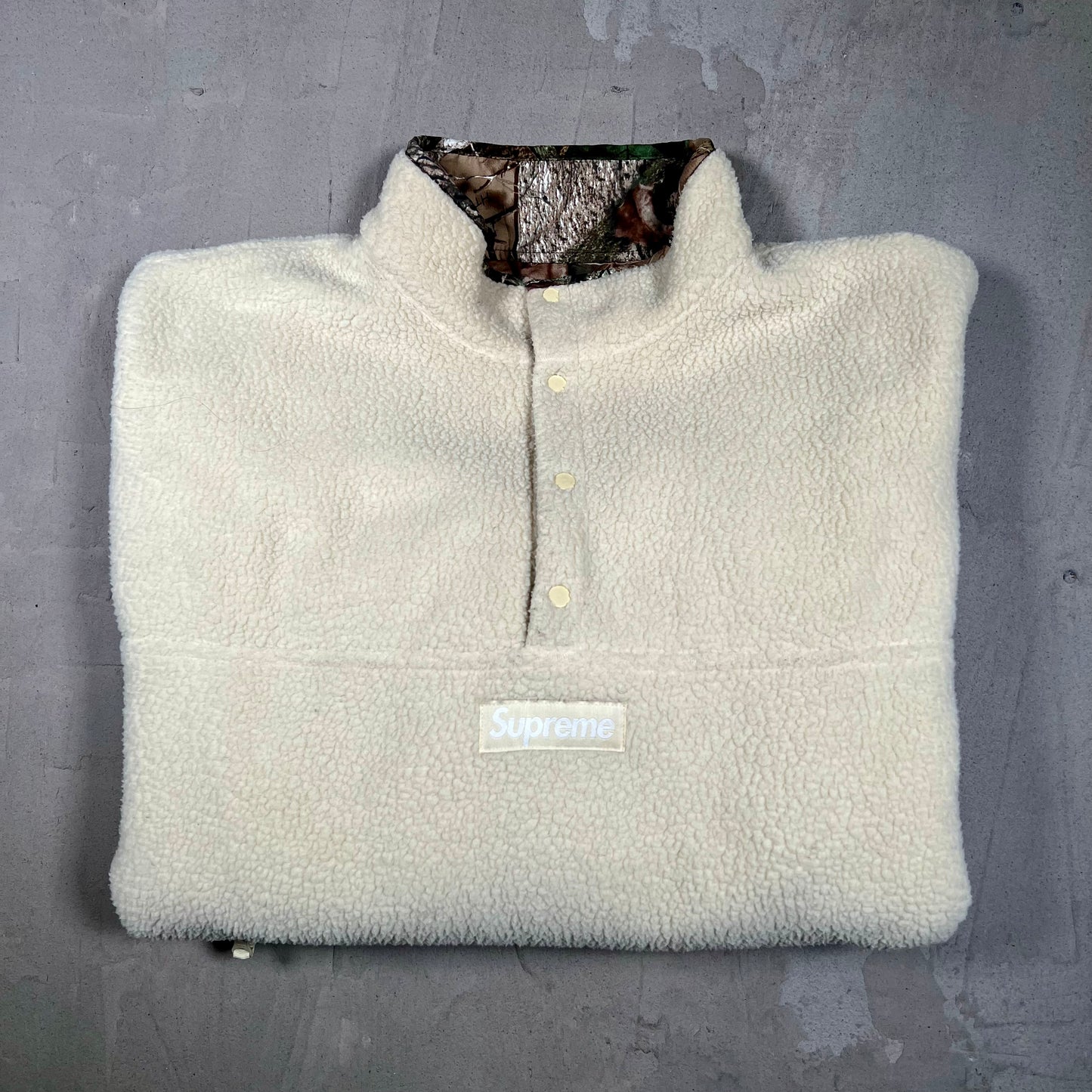 Supreme Polartec Shearling Reversible Pullover True Timber Camo (2024) Size XL USED x17950