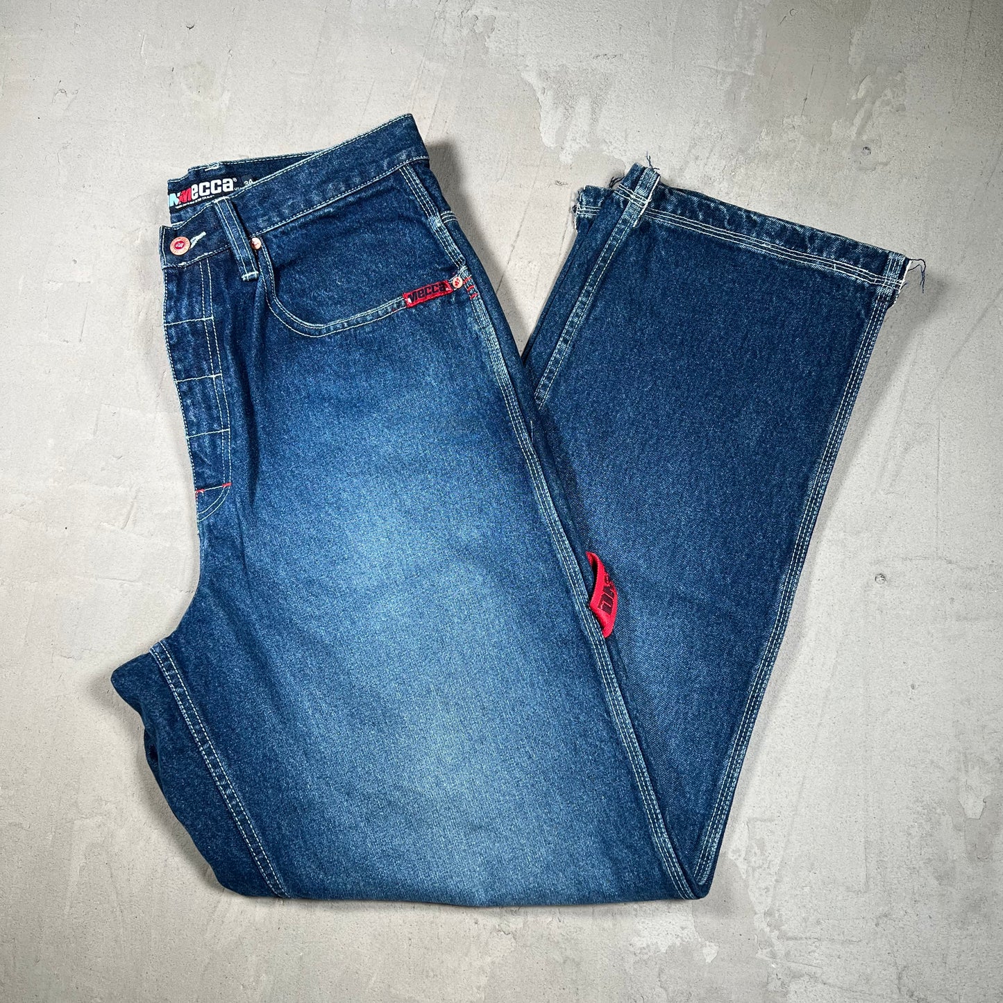 Y2K Mecca Dark Blue Jeans Size 34 USED v19823