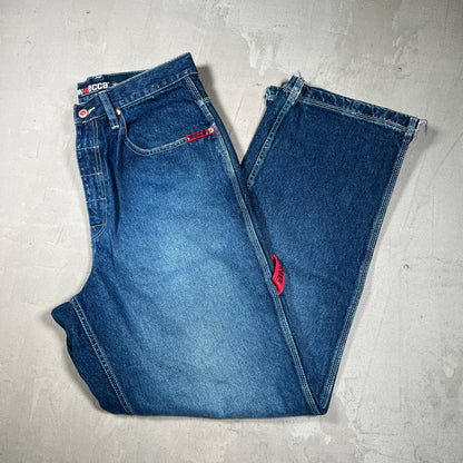 Y2K Mecca Dark Blue Jeans Size 34 USED v19823