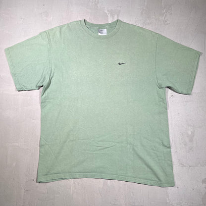 Y2K Nike Silver Tag Light Green Basic Logo Tee Size Large USED v19821