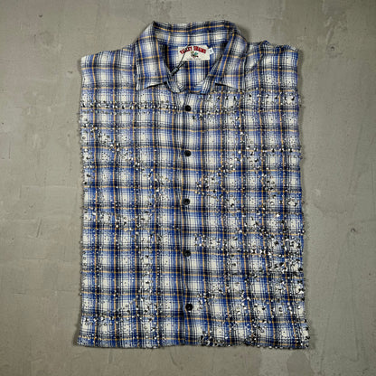 Vale Valley Forever Blue/Yellow Rhinestone Flannel Size Medium NEW x17941