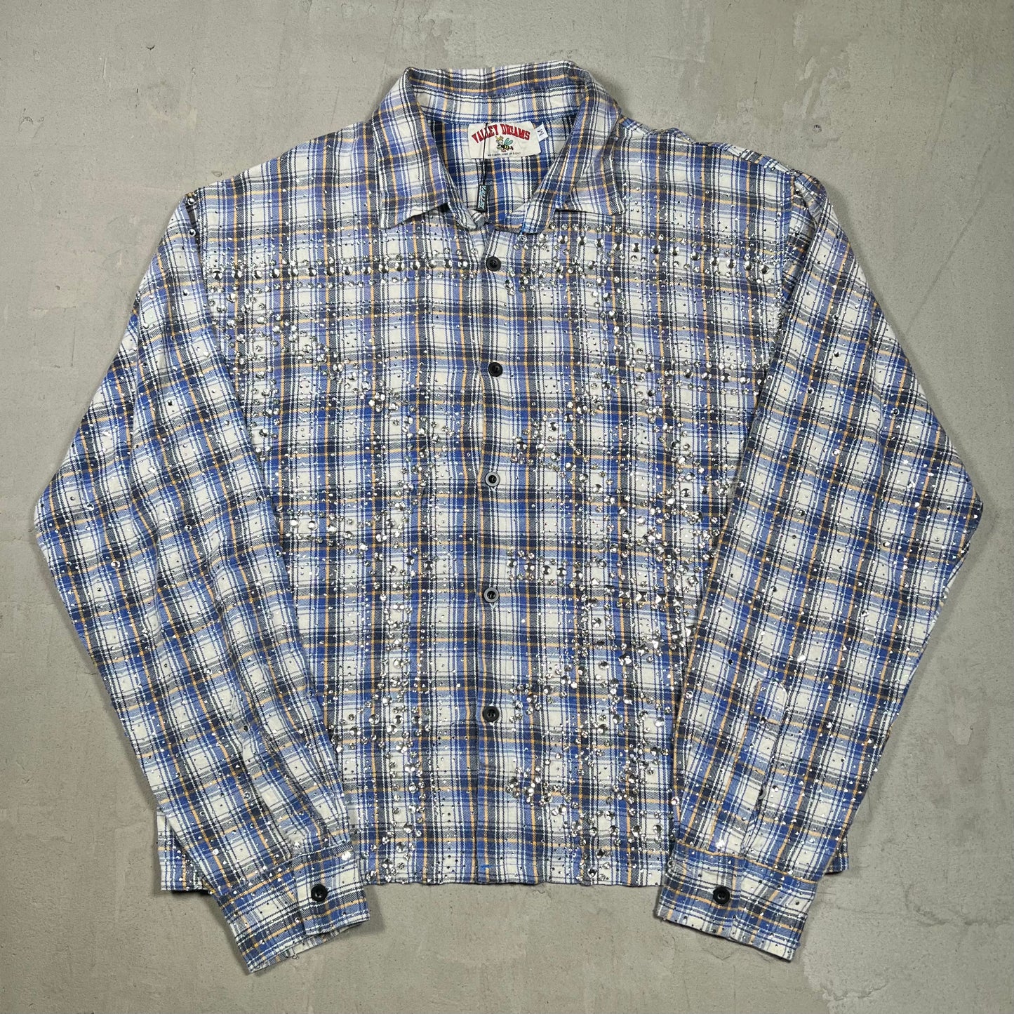 Vale Valley Forever Blue/Yellow Rhinestone Flannel Size Medium NEW x17941
