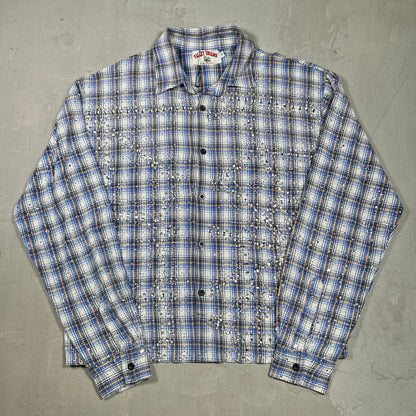 Vale Valley Forever Blue/Yellow Rhinestone Flannel Size Medium NEW x17941