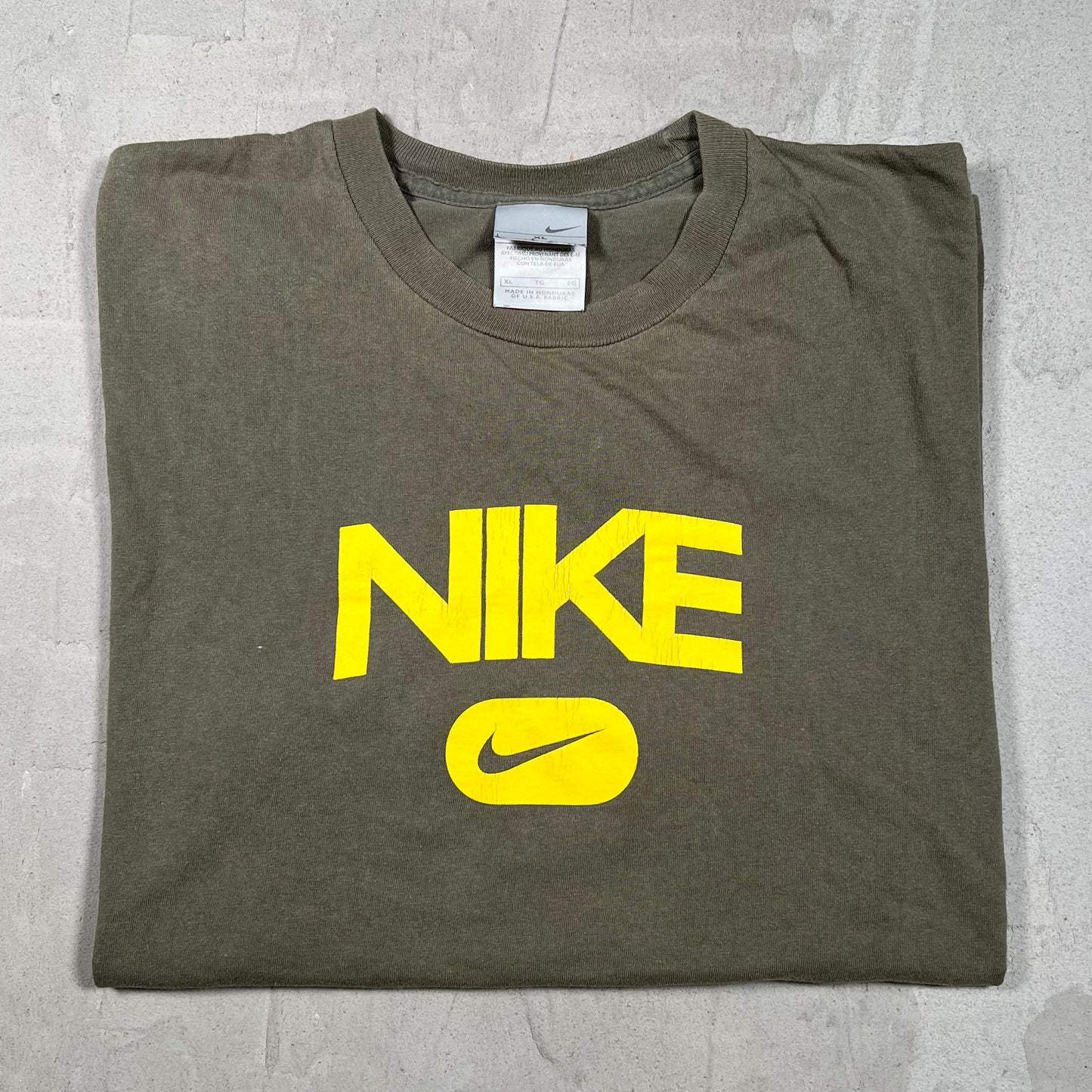 Y2K Nike Olive Green Tee Size XL USED v19861
