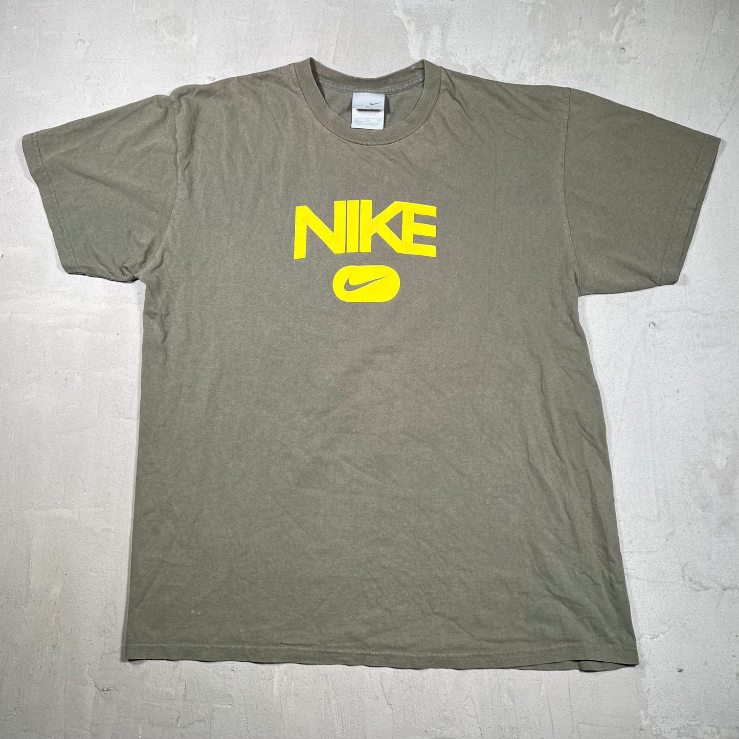 Y2K Nike Olive Green Tee Size XL USED v19861