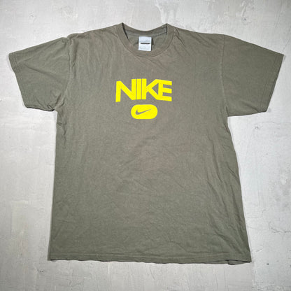 Y2K Nike Olive Green Tee Size XL USED v19861