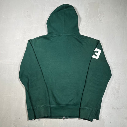Y2K Polo Ralph Lauren Flannel Hoodie Green Zip Up Hoodie Size Medium USED v19863