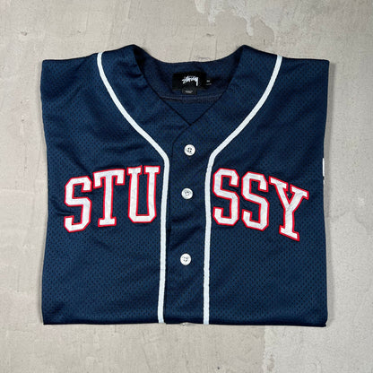 Stussy Navy Baseball Jersey Size Medium USED x18058
