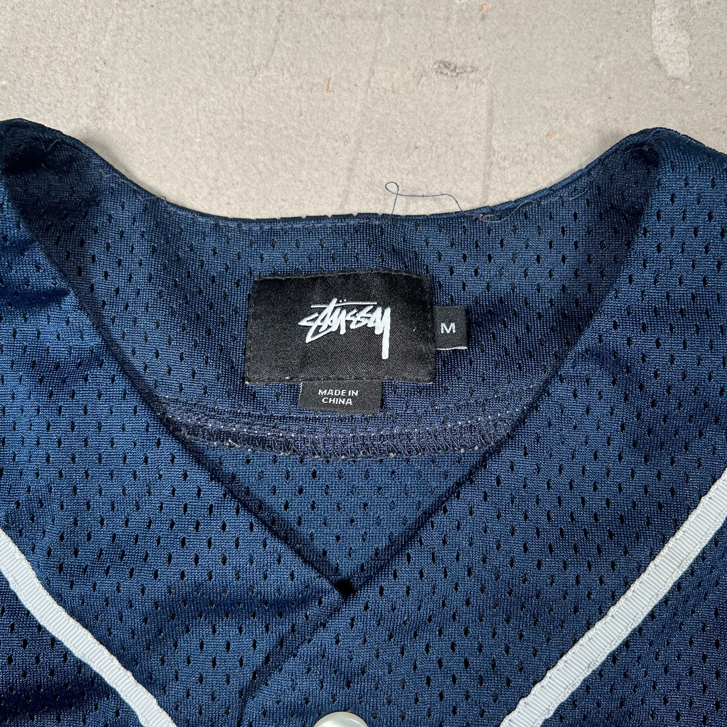 Stussy Navy Baseball Jersey Size Medium USED x18058
