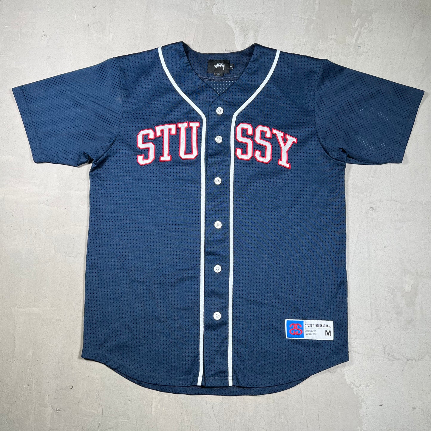 Stussy Navy Baseball Jersey Size Medium USED x18058