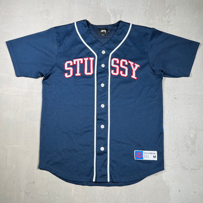Stussy Navy Baseball Jersey Size Medium USED x18058