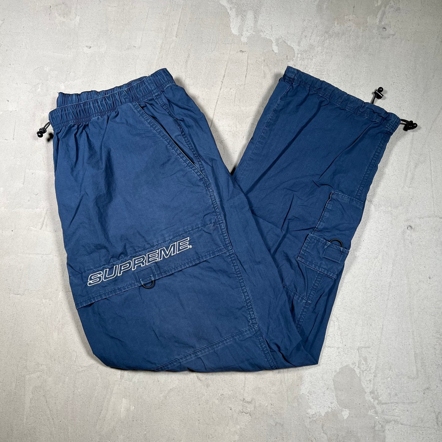 Supreme Lightweight Cargo Navy Blue Sweatpants Size Medium USED x18060
