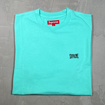 Supreme Warm Up Washed S/S Green Teal Tee Size Large USED x18073