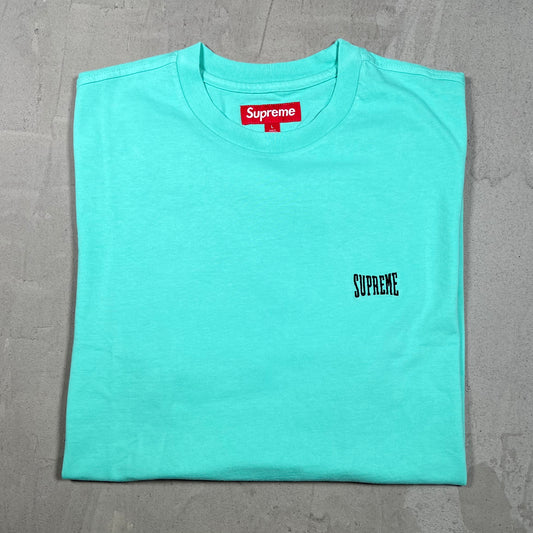 Supreme Warm Up Washed S/S Green Teal Tee Size Large USED x18073