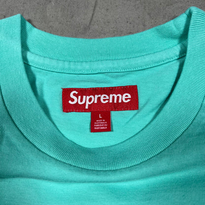 Supreme Warm Up Washed S/S Green Teal Tee Size Large USED x18073