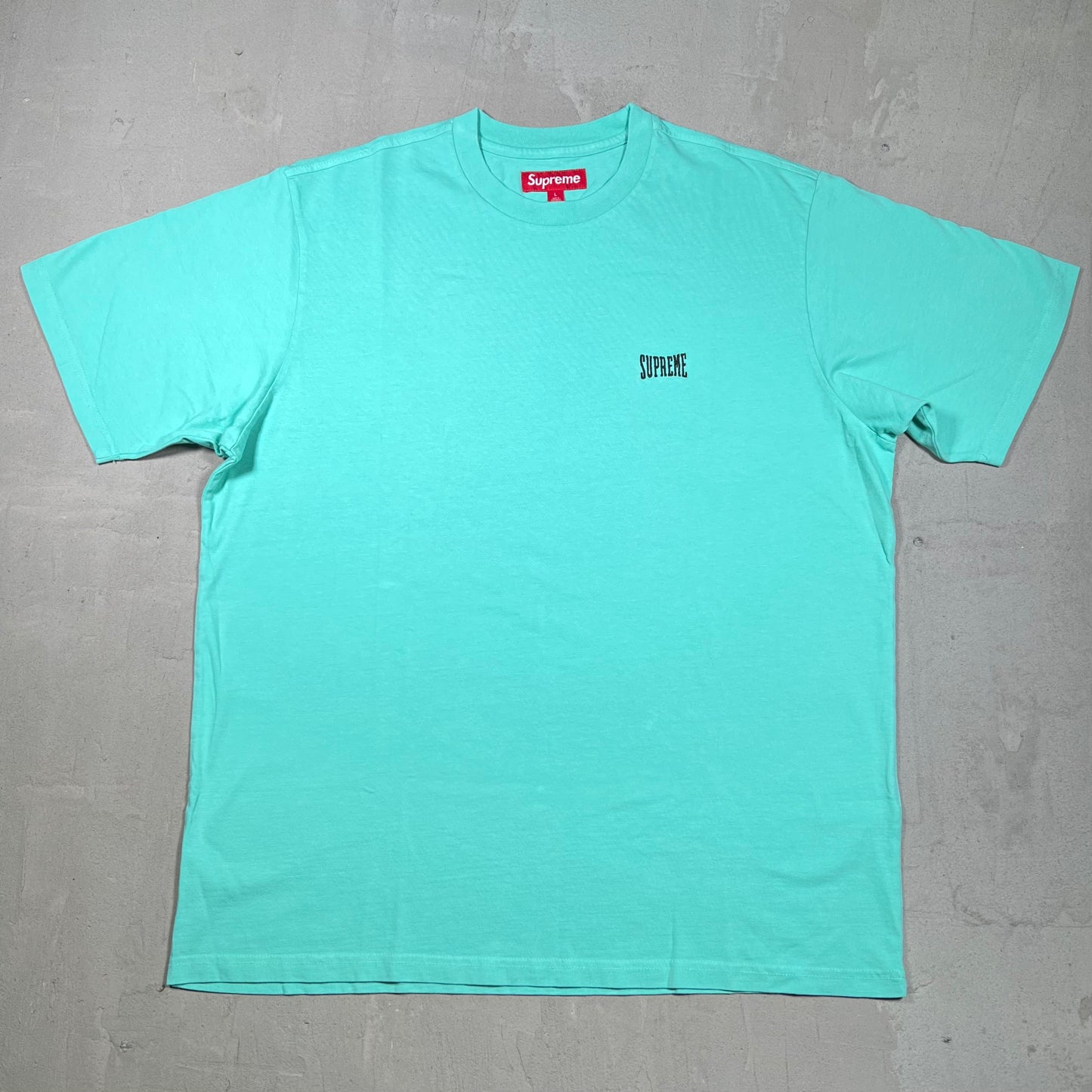 Supreme Warm Up Washed S/S Green Teal Tee Size Large USED x18073