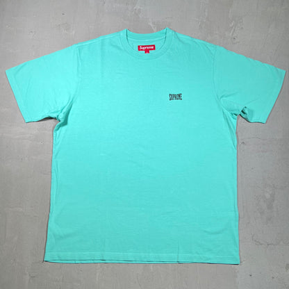Supreme Warm Up Washed S/S Green Teal Tee Size Large USED x18073