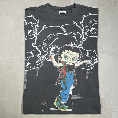 1994 Betty Boop Graffiti Artist Washed Black Tee Size XL USED v19866