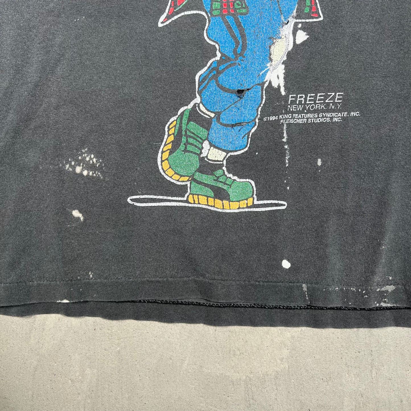 1994 Betty Boop Graffiti Artist Washed Black Tee Size XL USED v19866