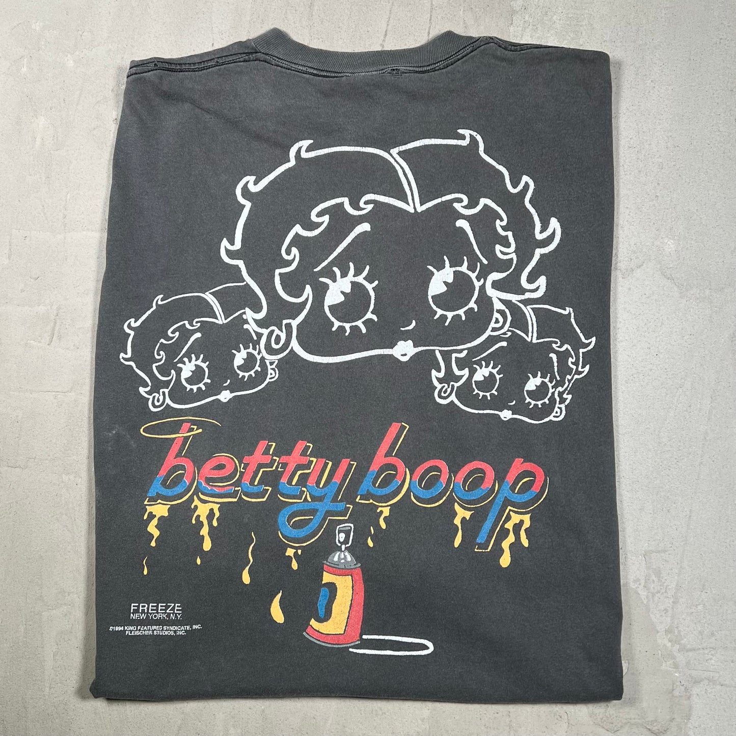 1994 Betty Boop Graffiti Artist Washed Black Tee Size XL USED v19866