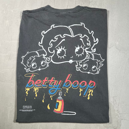 1994 Betty Boop Graffiti Artist Washed Black Tee Size XL USED v19866
