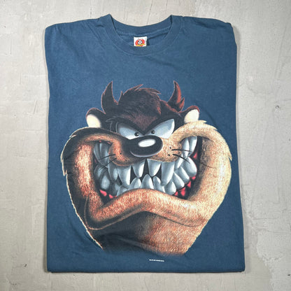 1997 Taz Big Face Blue Tee Size XL USED v19871