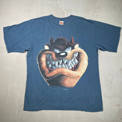 1997 Taz Big Face Blue Tee Size XL USED v19871