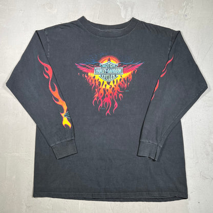 1998 Harley Davidson "El Paso" Flames Black Longsleeve Size XL USED v19868
