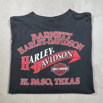 1998 Harley Davidson "El Paso" Flames Black Longsleeve Size XL USED v19868