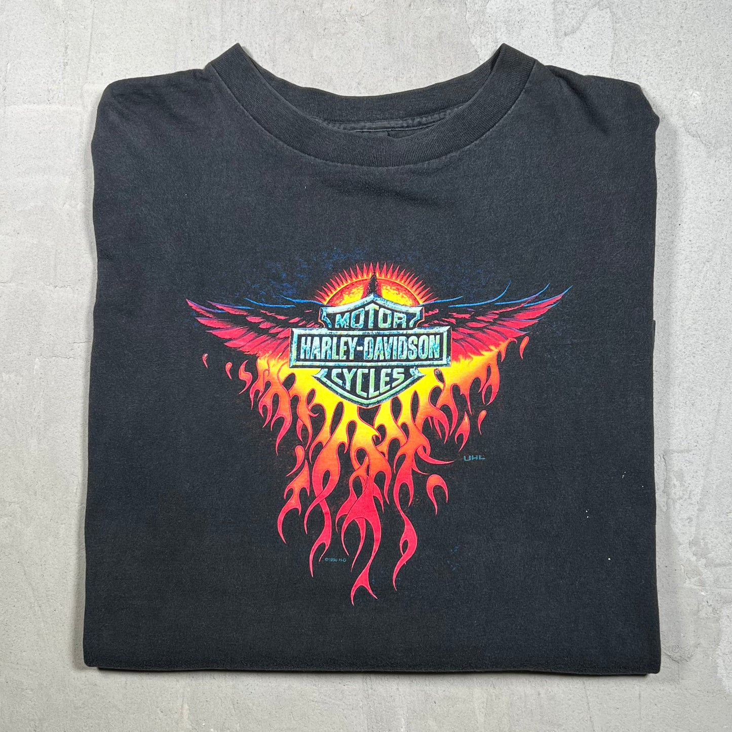 1998 Harley Davidson "El Paso" Flames Black Longsleeve Size XL USED v19868