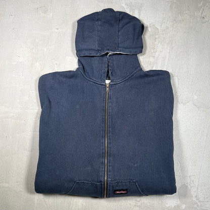 Y2K Dickies Washed Navy Waffle Lined Hoodie Size Large USED v19873