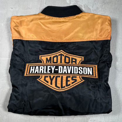 Y2K Harley Davidson Brown/Black Light Zip Up Jacket Size Large USED v19865