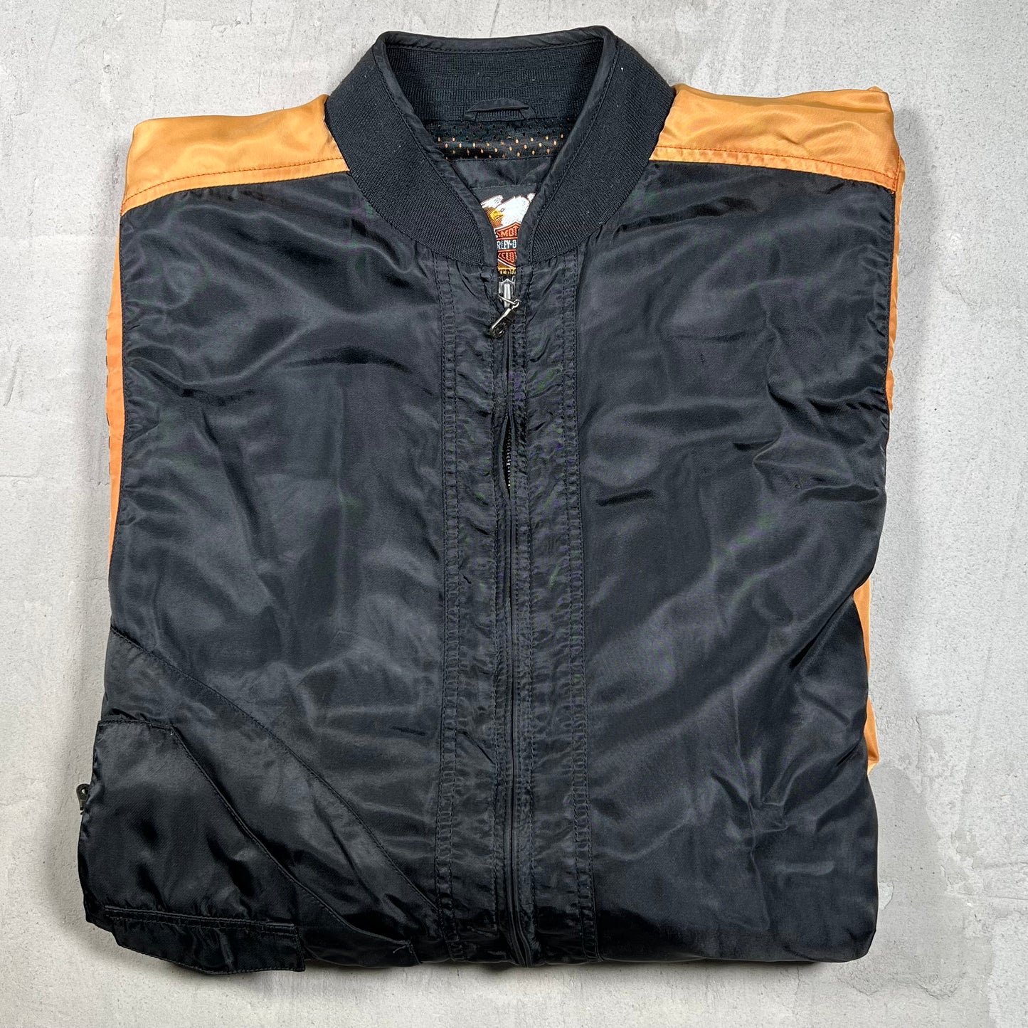 Y2K Harley Davidson Brown/Black Light Zip Up Jacket Size Large USED v19865