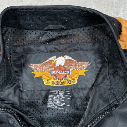 Y2K Harley Davidson Brown/Black Light Zip Up Jacket Size Large USED v19865