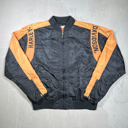 Y2K Harley Davidson Brown/Black Light Zip Up Jacket Size Large USED v19865
