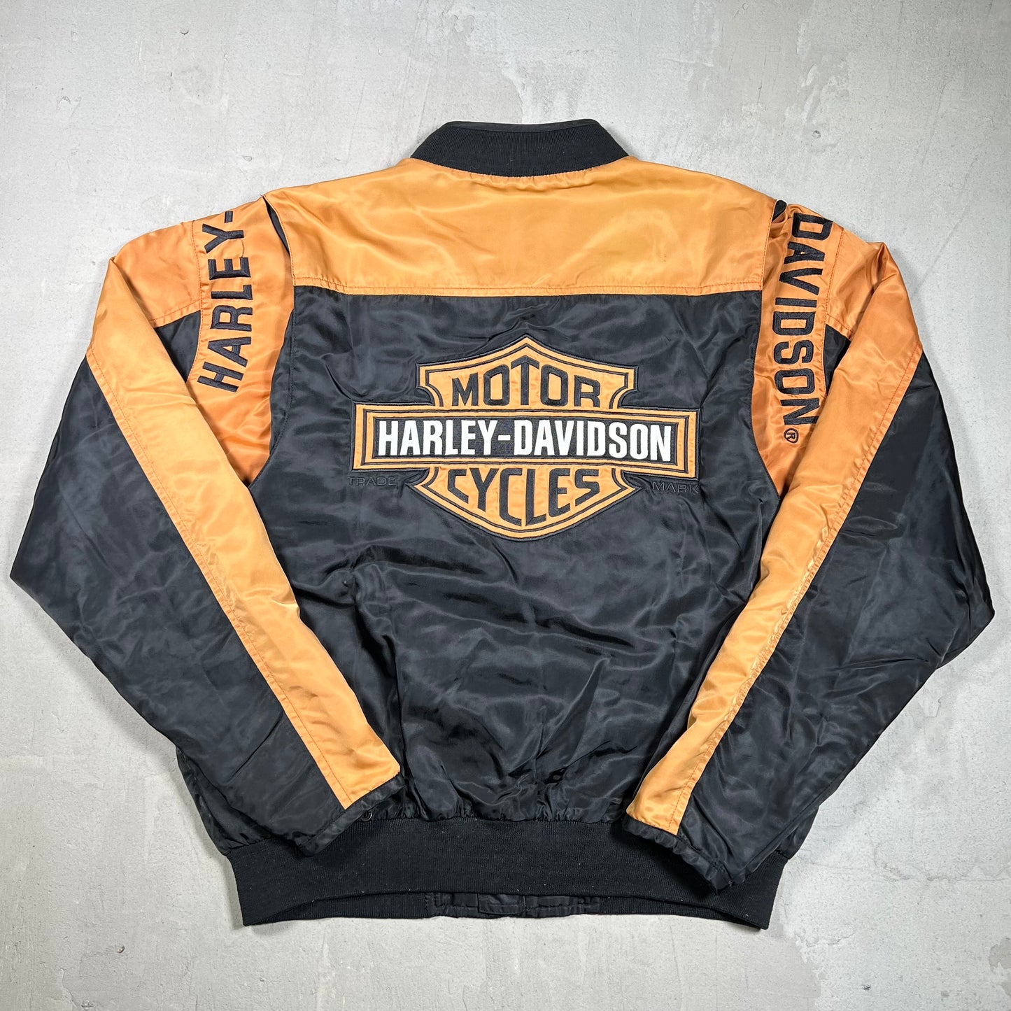 Y2K Harley Davidson Brown/Black Light Zip Up Jacket Size Large USED v19865