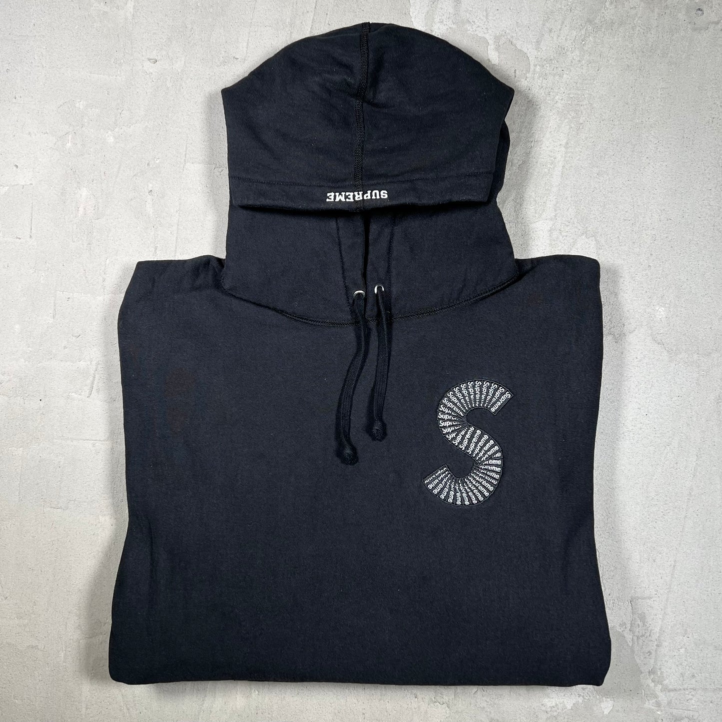 Supreme Repeat S Logo Black Hoodie Size Large USED x18090